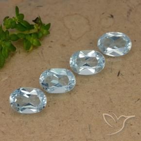 Gemme di Topazio Celeste naturale da 3.72 ct, Ovale, VVS-VS