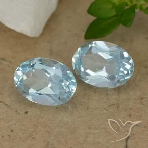Gemme di Topazio Celeste naturale da 1.80 ct, Ovale, VVS-VS