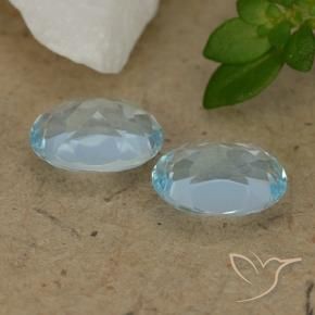 Gemme di Topazio Celeste naturale da 1.80 ct, Ovale, VVS-VS