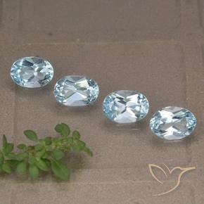 Gemme di Topazio Celeste naturale da 3.76 ct, Ovale, VVS-VS