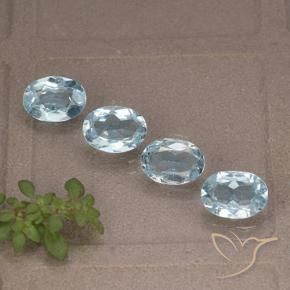 Gemme di Topazio Celeste naturale da 3.69 ct, Ovale, VVS-VS