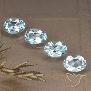 Gemme di Topazio Celeste naturale da 4.08 ct, Ovale, VVS-VS