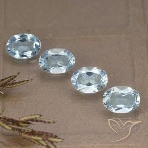 Gemme di Topazio Celeste naturale da 3.84 ct, Ovale, VVS-VS