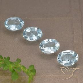 Gemme di Topazio Celeste naturale da 3.43 ct, Ovale, VVS-VS