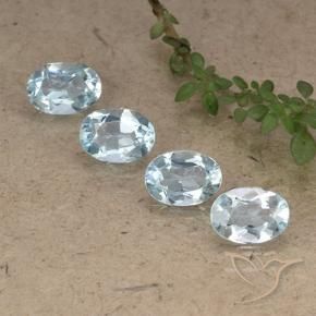 Gemme di Topazio Celeste naturale da 3.84 ct, Ovale, VVS-VS