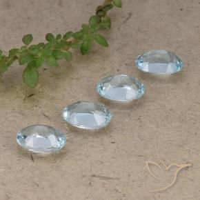 Gemme di Topazio Celeste naturale da 3.84 ct, Ovale, VVS-VS