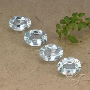 Gemme di Topazio Celeste naturale da 3.94 ct, Ovale, VVS-VS