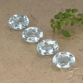 Gemme di Topazio Celeste naturale da 3.89 ct, Ovale, VVS-VS