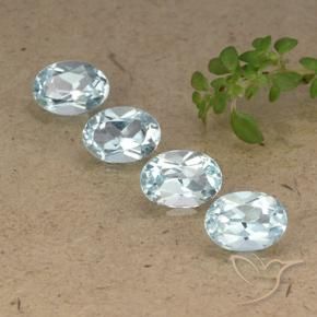 Gemme di Topazio Celeste naturale da 3.78 ct, Ovale, VVS-VS