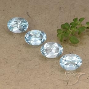 Gemme di Topazio Celeste naturale da 4.08 ct, Ovale, VVS-VS