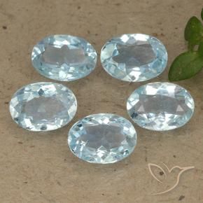 Gemme di Topazio Celeste naturale da 4.52 ct, Ovale, VVS-VS