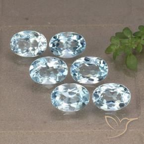 Gemme di Topazio Celeste naturale da 6.19 ct, Ovale, VVS-VS