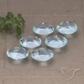 Gemme di Topazio Celeste naturale da 6.19 ct, Ovale, VVS-VS
