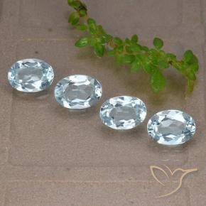 Gemme di Topazio Celeste naturale da 3.78 ct, Ovale, VVS-VS