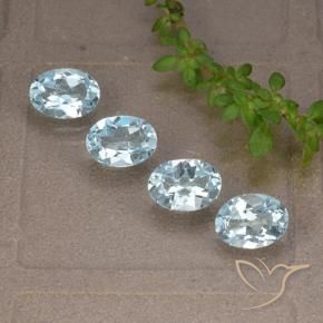 Gemme di Topazio Celeste naturale da 3.48 ct, Ovale, VVS-VS