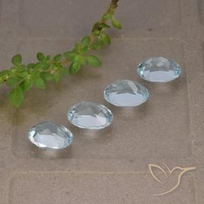 Gemme di Topazio Celeste naturale da 3.78 ct, Ovale, VVS-VS