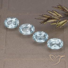 Gemme di Topazio Celeste naturale da 3.97 ct, Ovale, VVS-VS