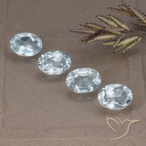Gemme di Topazio Celeste naturale da 3.96 ct, Ovale, VVS-VS