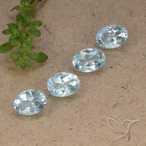 Gemme di Topazio Celeste naturale da 3.55 ct, Ovale, VVS-VS