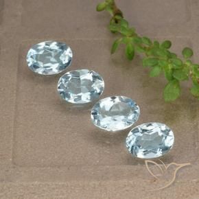 Gemme di Topazio Celeste naturale da 3.52 ct, Ovale, VVS-VS
