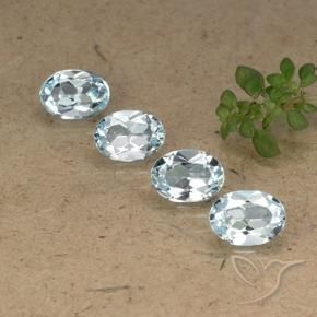 Gemme di Topazio Celeste naturale da 4.03 ct, Ovale, VVS-VS