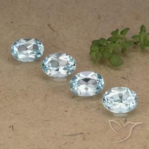 Gemme di Topazio Celeste naturale da 3.97 ct, Ovale, VVS-VS