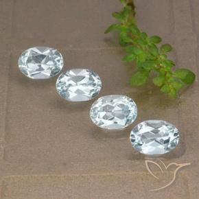 Gemme di Topazio Celeste naturale da 4.12 ct, Ovale, VVS-VS