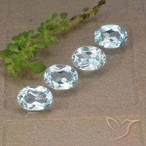 Gemme di Topazio Celeste naturale da 3.63 ct, Ovale, VVS-VS