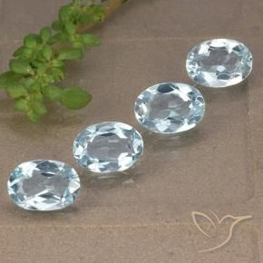 Gemme di Topazio Celeste naturale da 3.66 ct, Ovale, VVS-VS
