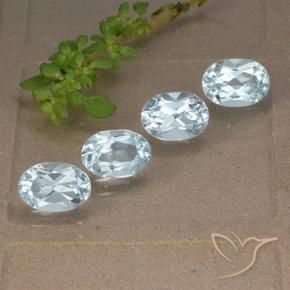 Gemme di Topazio Celeste naturale da 4.10 ct, Ovale, VVS-VS