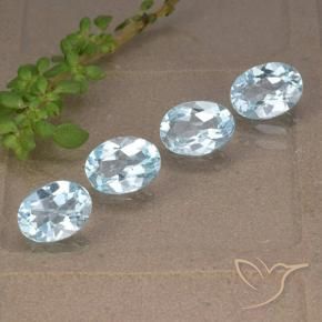 Gemme di Topazio Celeste naturale da 3.28 ct, Ovale, VVS-VS