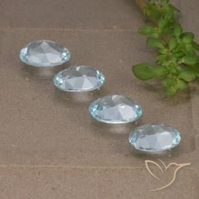Gemme di Topazio Celeste naturale da 3.28 ct, Ovale, VVS-VS