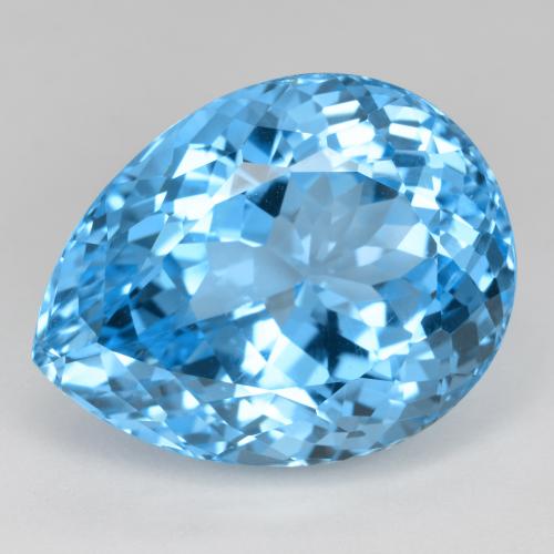 Topazio naturale blu da 41,50 ct, taglio a pera, VVS-VS