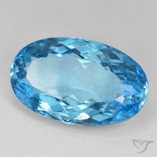 Topazio Blu svizzero naturale da 40.56 ct, Ovale, VVS-VS