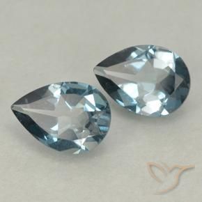 Gemme di Topazio Blu London naturale da 1.47 ct, Forma a pera, VVS-VS