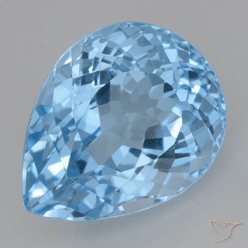 Topazio Blu svizzero naturale da 22.77 ct, Forma a pera, VVS