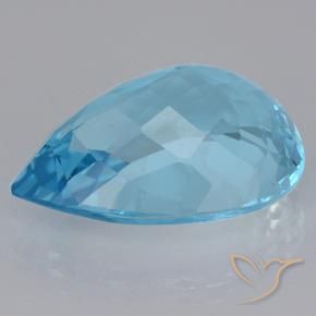 Topazio Blu svizzero naturale da 20.89 ct, Forma a pera, VVS-VS