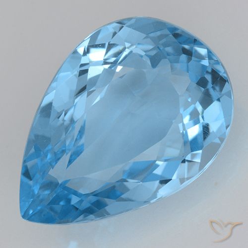Topazio Blu svizzero naturale da 21.47 ct, Forma a pera, VVS