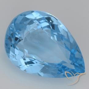 Topazio Blu svizzero naturale da 21.47 ct, Forma a pera, VVS