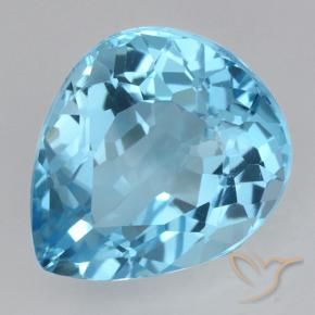 Topazio Blu svizzero naturale da 21.97 ct, Forma a pera, VVS