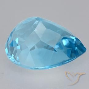 Topazio Blu svizzero naturale da 21.97 ct, Forma a pera, VVS