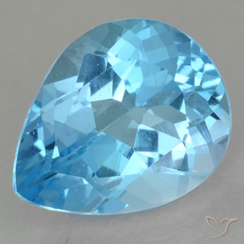 Topazio naturale blu da 13,09 ct, taglio a pera, VVS-VS