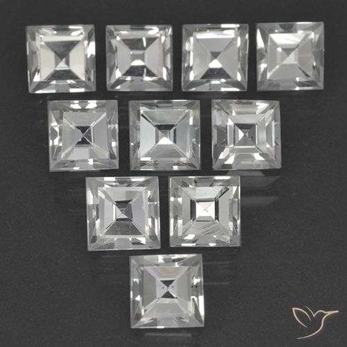 Gemme di Topazio Bianco trasparente naturale da 8.36 ct, Quadrato, VS