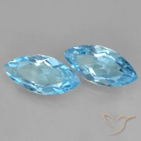 Gemme di Topazio Blu svizzero naturale da 6.69 ct, Taglio marquise, VVS-VS