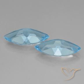 Gemme di Topazio Blu svizzero naturale da 6.69 ct, Taglio marquise, VVS-VS