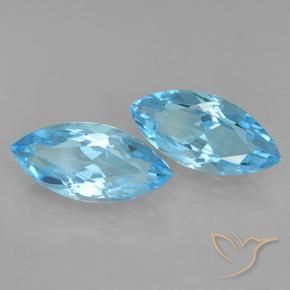 Gemme di Topazio Blu svizzero naturale da 7.58 ct, Taglio marquise, VVS-VS