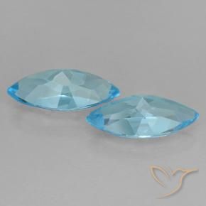 Gemme di Topazio Blu svizzero naturale da 7.58 ct, Taglio marquise, VVS-VS