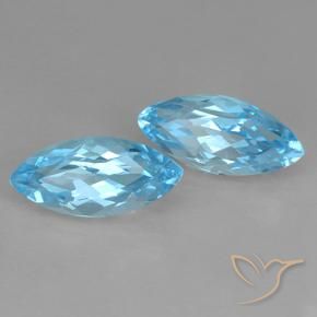 Gemme di Topazio Blu svizzero naturale da 7.75 ct, Taglio marquise, VVS-VS