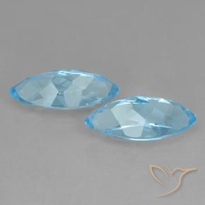 Gemme di Topazio Blu svizzero naturale da 7.75 ct, Taglio marquise, VVS-VS