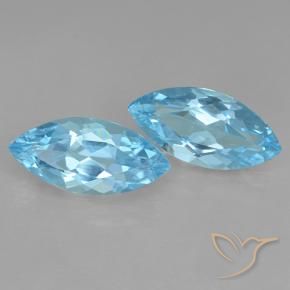 Gemme di Topazio Blu svizzero naturale da 7.17 ct, Taglio marquise, VVS-VS